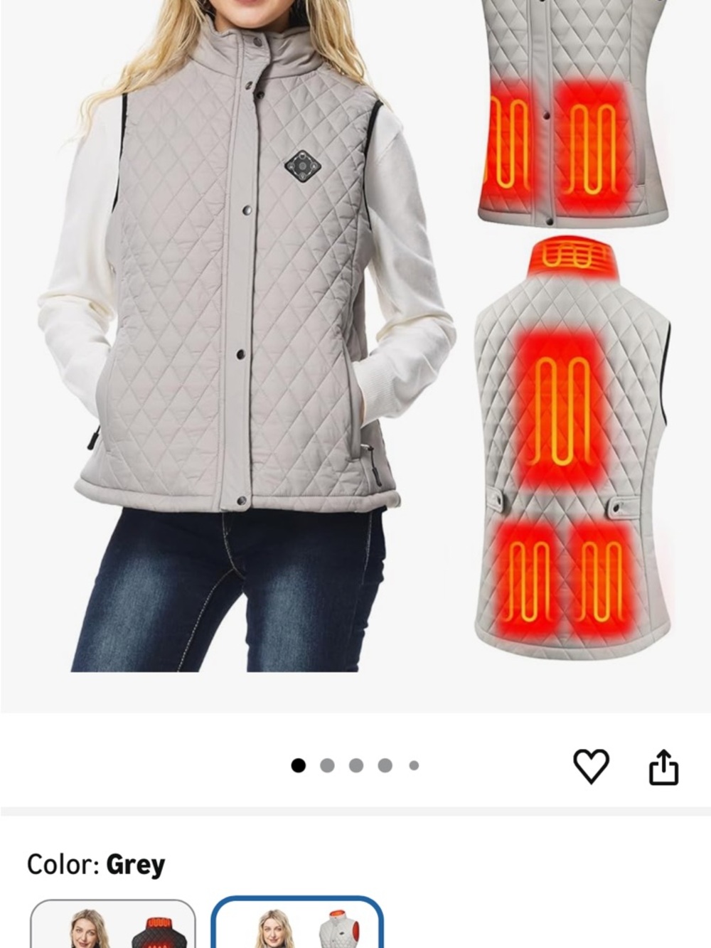 Heated Quilted Vest in Grey